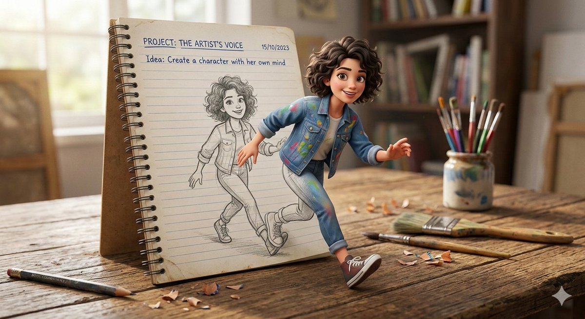 3D Pop-Out Illusion Artwork of a Boy from a Notebook