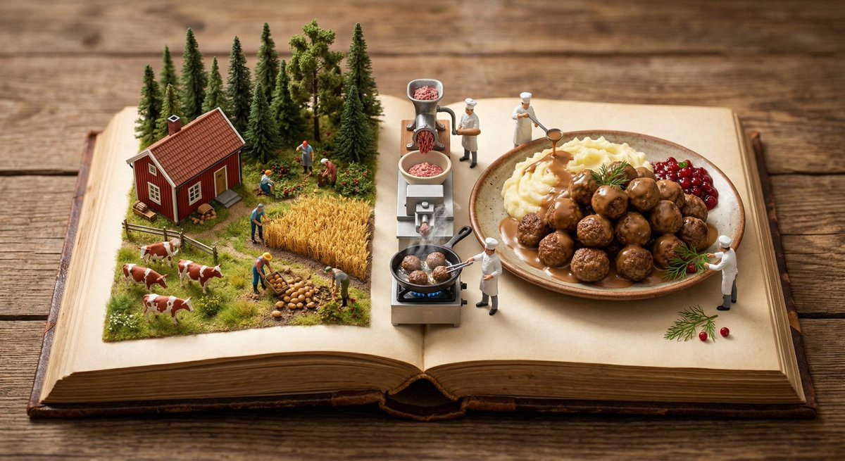 40: Infographic / Edu Visual - Culinary Pop-Up Book Diorama of Swedish Meatballs