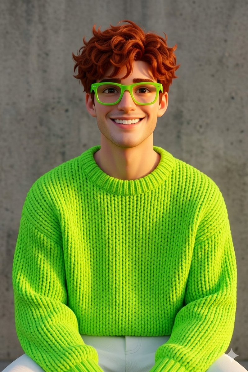 19: Profile / Avatar - Disney-Pixar Style 3D Portrait of Man in Neon Sweater (Full)
