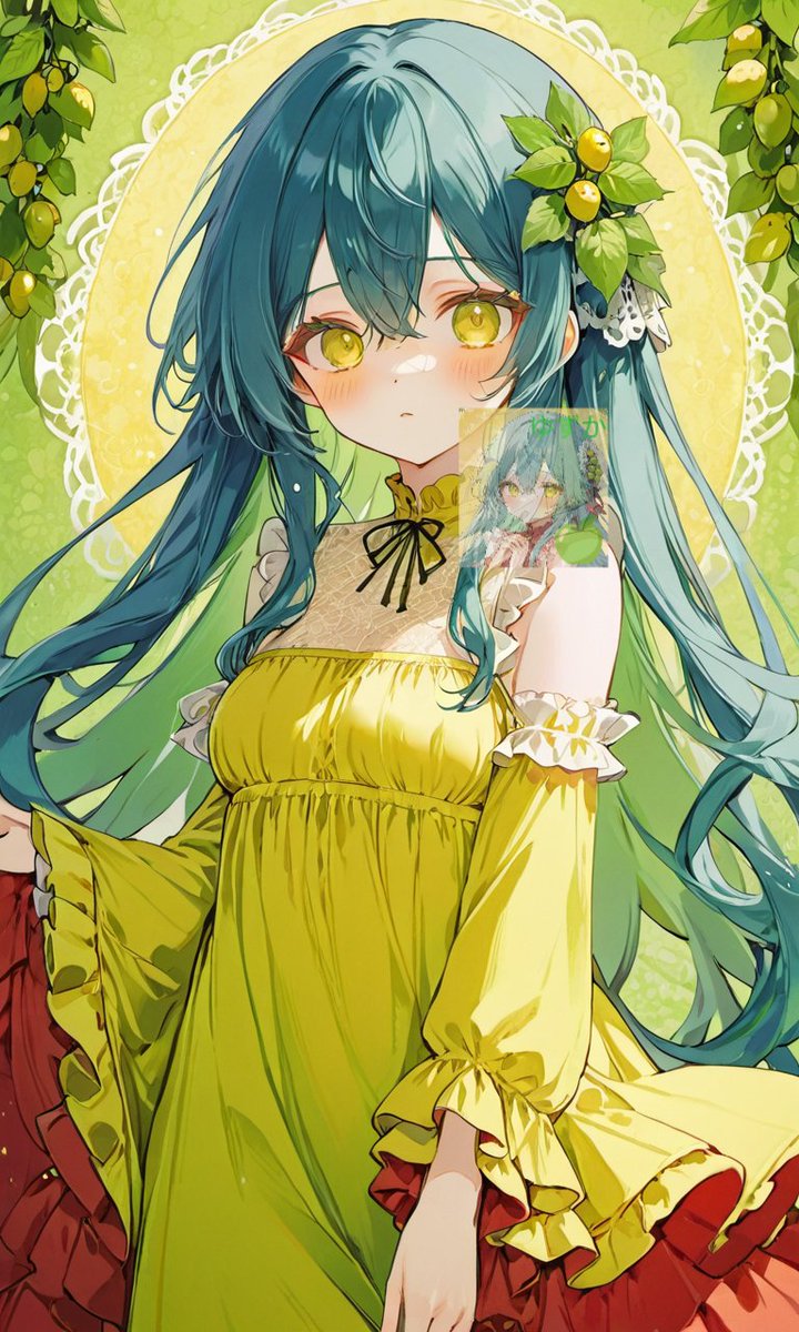 Profil / Avatar - Anime Girl with Fruit Motifs and Portrait Card - Image 1