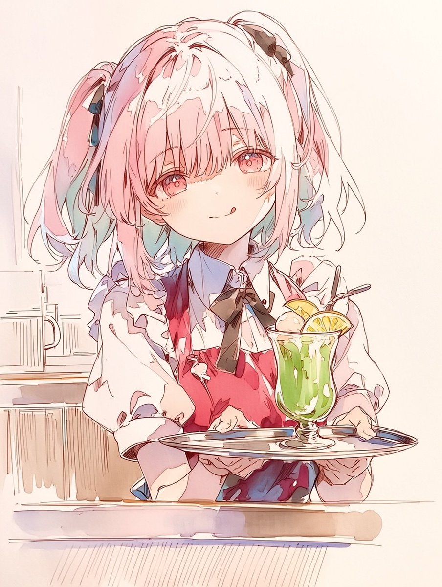 Comic / Storyboard - Watercolor Anime Cafe Waitress - Image 1