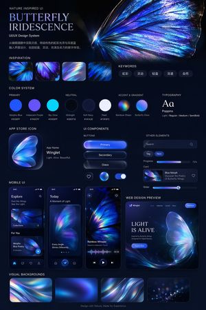 Iridescent Butterfly UI/UX Design System – GPT Image 2 prompt by cheaty