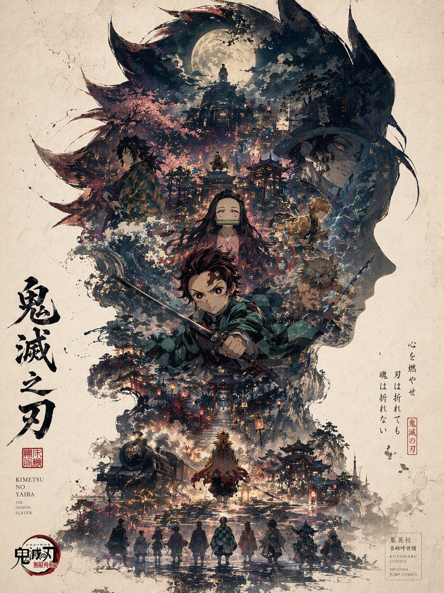 Plakat / Flyer - Double-Exposure Anime Montage Poster - Image 1