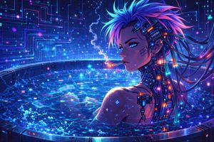 Cyberpunk Anime Character in Neon Tub – GPT Image 2 prompt by Binary Rot