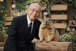 Elderly Man and Marmot Portrait – GPT Image 2 prompt by 栗