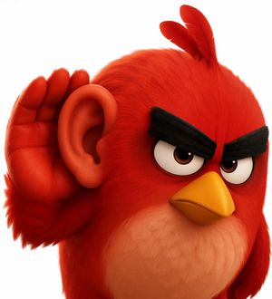 3D Red Bird Listening with Human Ear – GPT Image 2 prompt by Mirochill