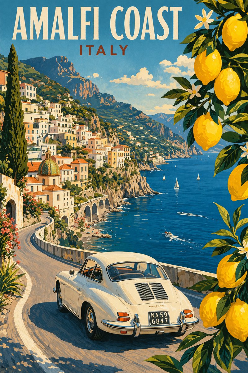 Poster / Flyer - Amalfi Coast Vintage Travel Poster - Image 1