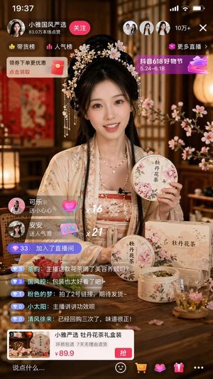 E-commerce Live Stream UI Mockup – GPT Image 2 prompt by 行者AI视频