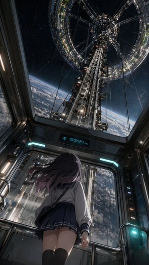 Anime Girl in Space Elevator – GPT Image 2 prompt by らけしで / Mizmic Studio