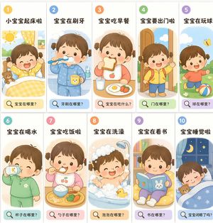 Toddler Daily Routine Flashcard Grid – GPT Image 2 prompt by AI奶爸