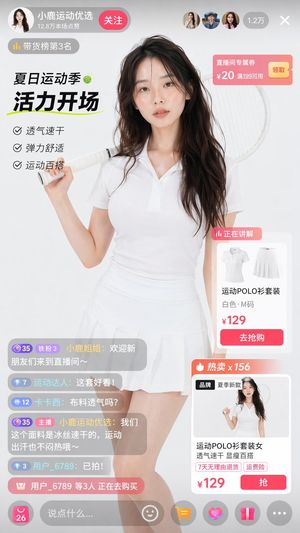 E-commerce Livestream UI Mockup – GPT Image 2 prompt by 清风徐来028