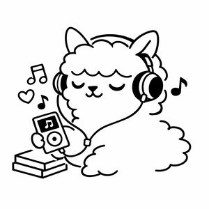 Line Art Animal Listening to Music – GPT Image 2 prompt by 阿兹特克小羊驼
