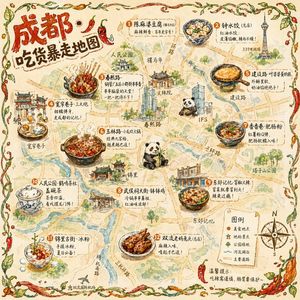Hand-drawn Chengdu Food Map – GPT Image 2 prompt by 终极小谢