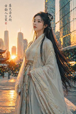 Classical Beauty in Modern Urban Sunset – GPT Image 2 prompt by 小贰，來壺酒
