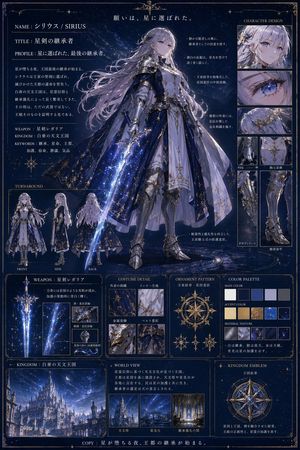 Fantasy Knight Concept Art Sheet – GPT Image 2 prompt by みかみ.ai｜AI発信と個人開発