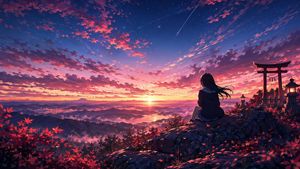 Anime Sunset Mountain Landscape – GPT Image 2 prompt by Fandu