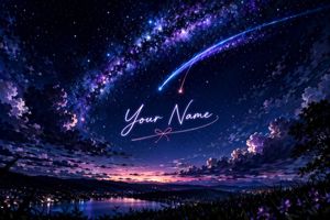Anime Starry Night Sky with Custom Neon Text – GPT Image 2 prompt by Fandu