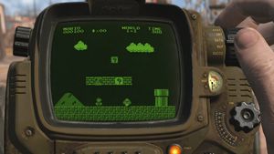 Retro Wrist Computer Playing Classic Platformer – GPT Image 2 prompt by Senb0n22a