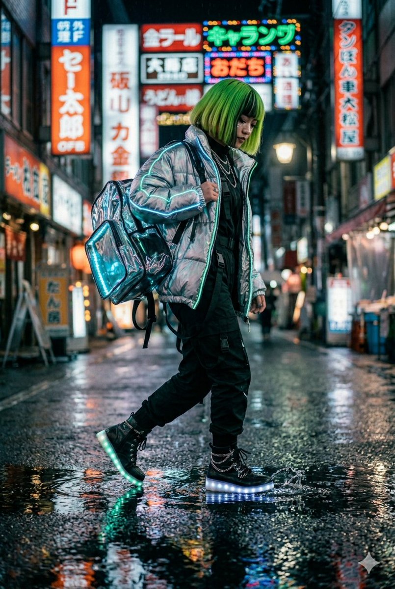 Cyberpunk Techwear Street Shot