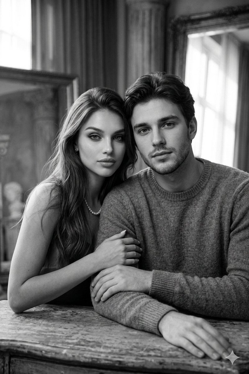 Cinematic Monochrome Couple Portrait