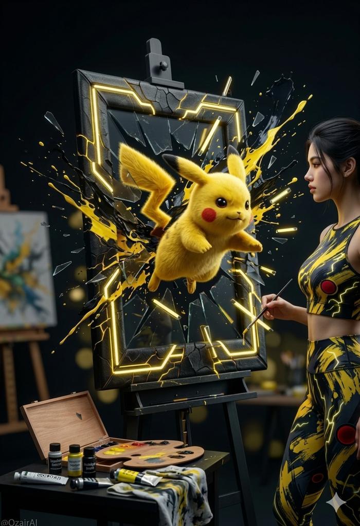 Pikachu Bursting Canvas Art