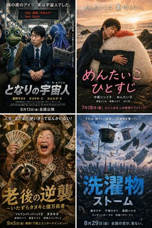 4-Panel Parody Movie Poster Grid – GPT Image 2 prompt by 週末生成Lab｜PcNeko