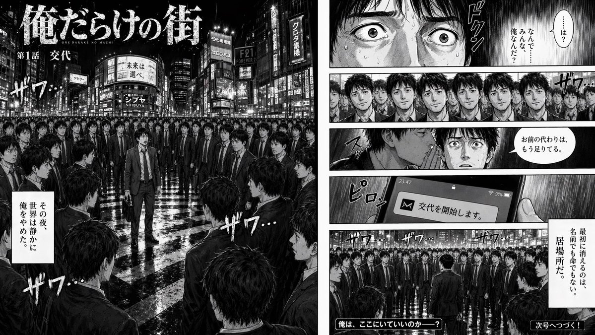 Two-Page Psychological Thriller Manga Spread
