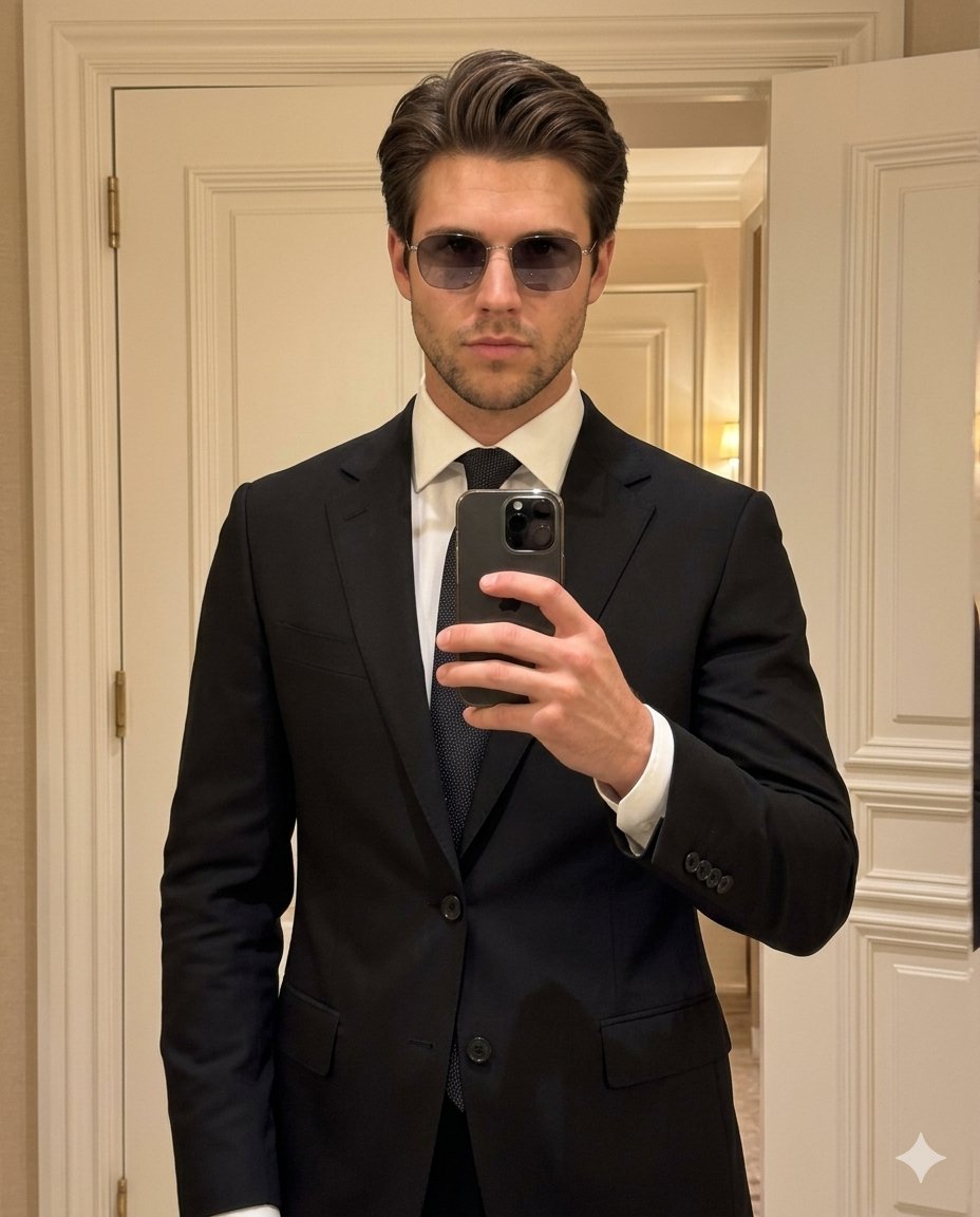 Sample output image for High-Fashion Mirror Selfie Identity Reference