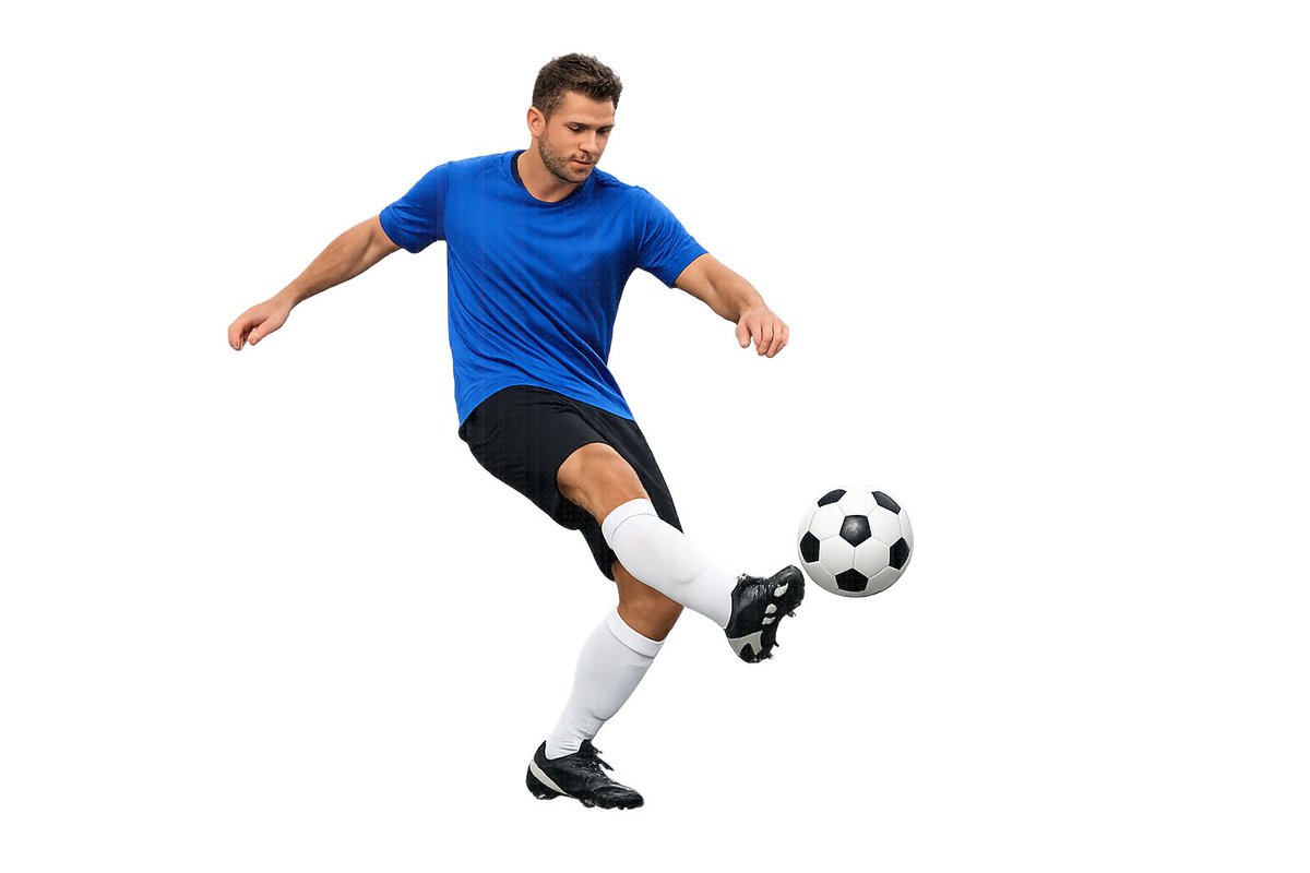 Transparent background soccer player Qwen Image prompt example: A prompt specifically testing the model's ability to generate PNG-style images with transparency.