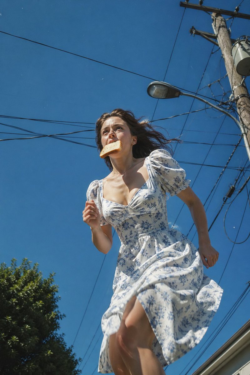 Low-Angle Running Woman Street Photo example 2
