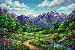 Retro Pixel Mountain Valley – GPT Image 2 prompt by Beto
