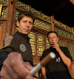 Golden Hour Tech Rivals Portrait – GPT Image 2 prompt by Yuchen Jin