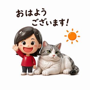 Cute Morning Greeting Figure Sticker – GPT Image 2 prompt by ソボちゃん🍀自宅民泊1年生