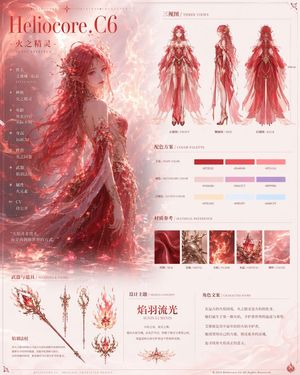 Fire Spirit Character Reference Sheet – GPT Image 2 prompt by Heliocore.C6