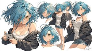 Blue-Haired Anime Character Sheet – GPT Image 2 prompt by てばさき
