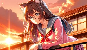 Sunset Catgirl School Rooftop Anime – GPT Image 2 prompt by Nobu-Kobayashi : Generative AI Technology