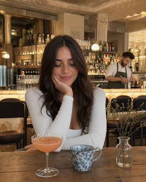 Woman at Elegant Bar Cafe Table – GPT Image 2 prompt by Ilia Stepin