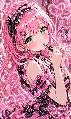 Pink Kawaii Idol Lipstick Portrait – GPT Image 2 prompt by ねね*AIcreator
