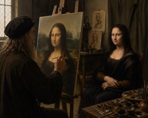 Leonardo Painting the Mona Lisa – GPT Image 2 prompt by Sinan DOĞU