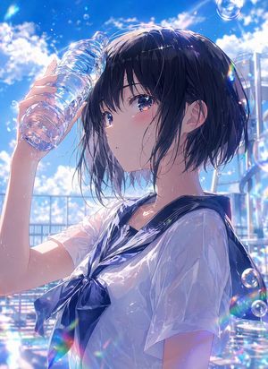 Wet Summer Anime Schoolgirl Portrait – GPT Image 2 prompt by nokoko
