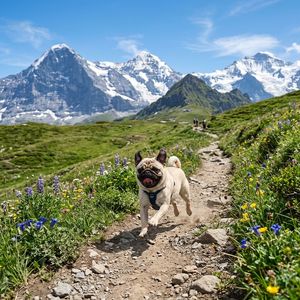 Pug Running on Alpine Trail – GPT Image 2 prompt by Hasan Toor