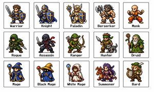 Retro Fantasy Class Sprite Grid – GPT Image 2 prompt by Keskin