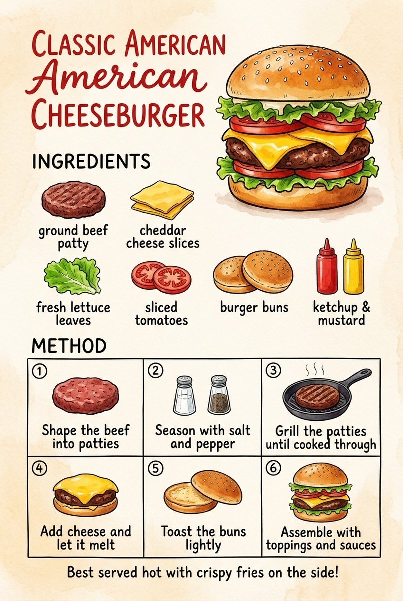 Vintage Cheeseburger Recipe Poster example 2