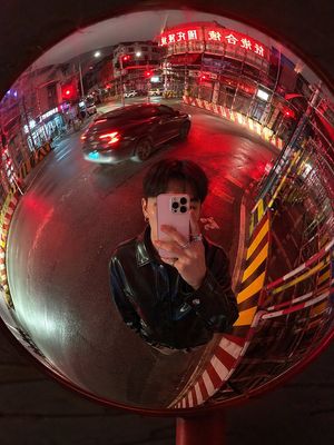 Convex Mirror Night Street Selfie – GPT Image 2 prompt by TadasG 💻