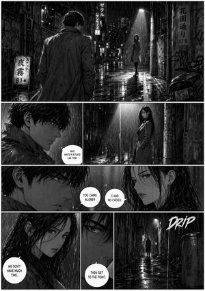 Rainy Noir Manga Alley Page – GPT Image 2 prompt by DGL.ru