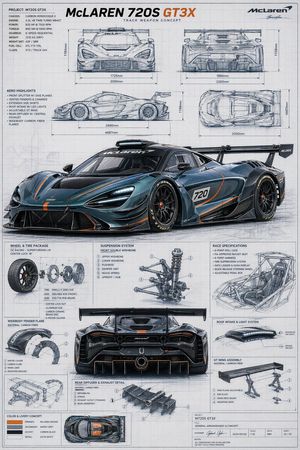 McLaren GT3X Technical Blueprint Poster – GPT Image 2 prompt by Wesley