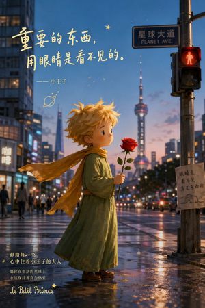 Little Prince Shanghai Rain Poster – GPT Image 2 prompt by LiliJ