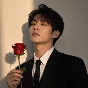 Sunlit Suit Portrait With Red Rose – GPT Image 2 prompt by 济沧海