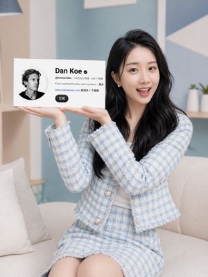 Influencer Holding Floating Profile Card – GPT Image 2 prompt by 团子Joy_出海2.0