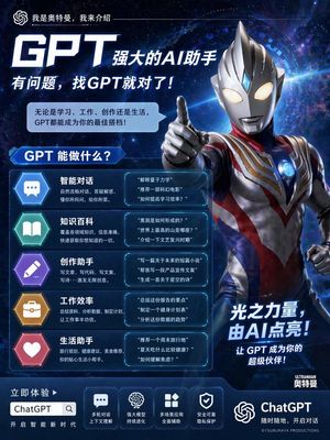 Ultraman ChatGPT Promo Poster – GPT Image 2 prompt by 阿水Ai说